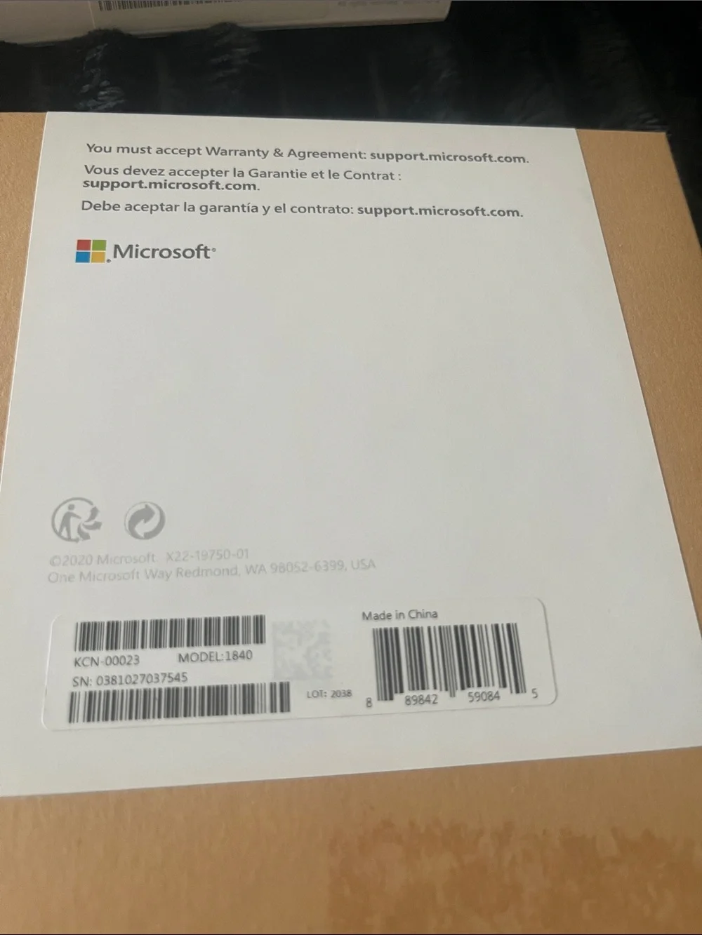 Microsoft Surface Go Type Cover - Black Keyboard